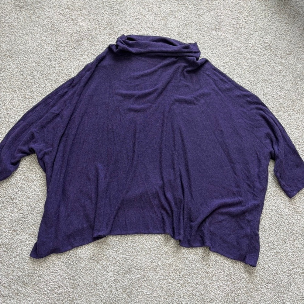 Eileen Fisher Oversized Sweater Womens M Purple Cowl Neck Half Sleeve Relaxed - Picture 1 of 10